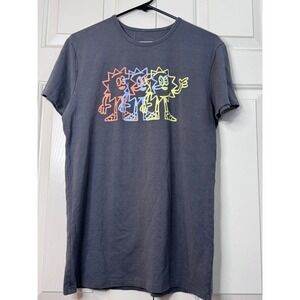 The League Gray Graphic T-Shirt Colorful Cartoon Print Bamboo Blend Womens Large